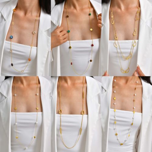 Wholesale Modern Aesthetic Layering Long Necklace