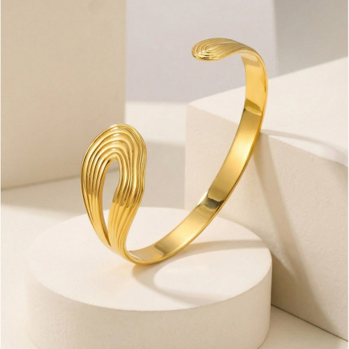 Wholesale Stainless Steel Fingerprint Cuff Bangle