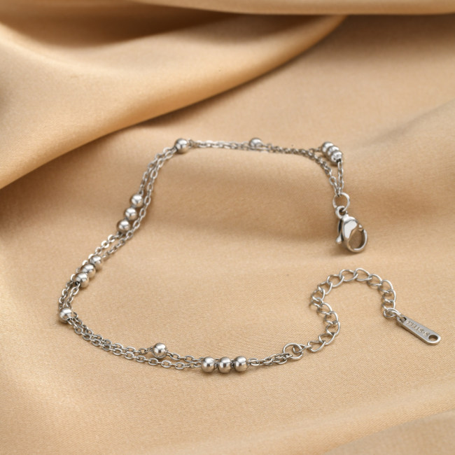 Wholesale Stainless Steel Minimalist Beaded Chain Bracelet