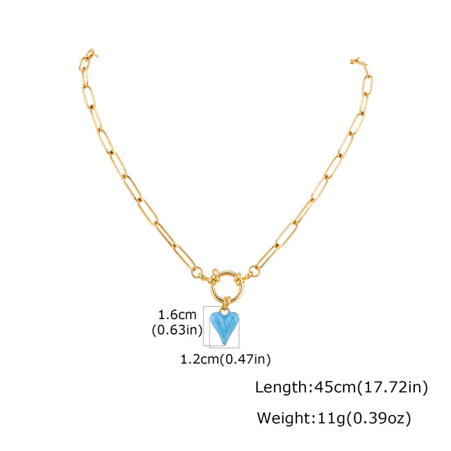 Wholesale Stainless Steel Heart Paperclip Necklace