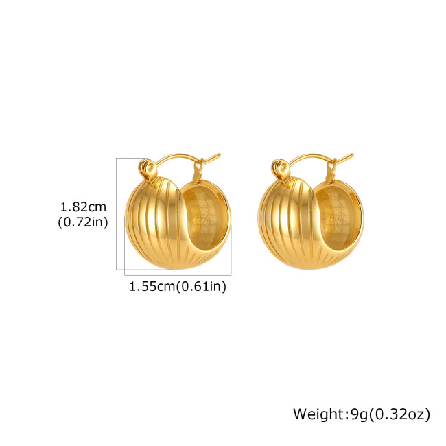 Wholesale Stainless Steel Ribbed Hoop Earrings