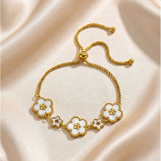 Wholesale Stainless Steel Mother of Pearl Flower Bracelet