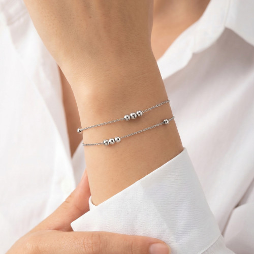 Wholesale Stainless Steel Minimalist Beaded Chain Bracelet