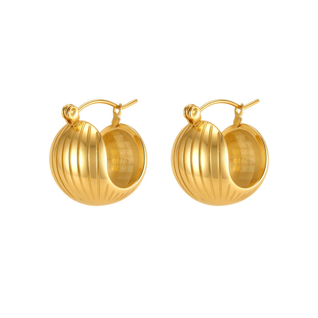 Wholesale Stainless Steel Ribbed Hoop Earrings