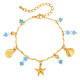 Wholesale Stainless Steel Starfish Seashell Charm Bracelet