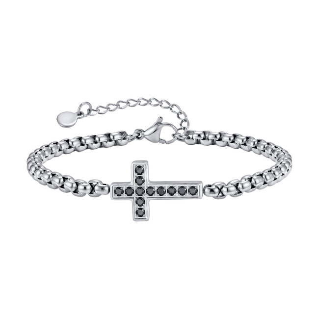 Wholesale Stainless Steel Cross Box Chain Bracelet
