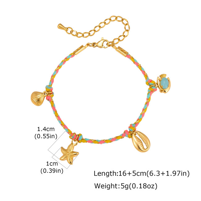 Wholesale Stainless Steel Marine Charm Rope Bracelet