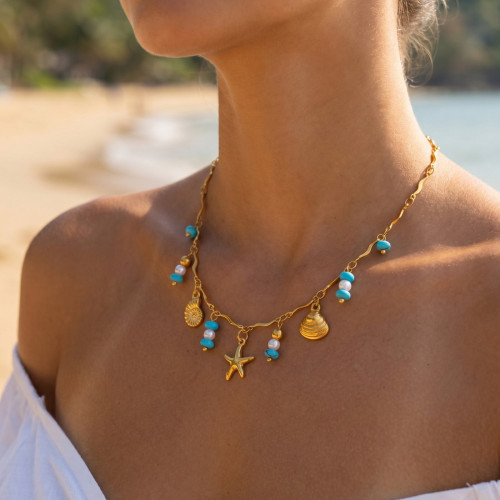Wholesale Stainless Steel Marine Charm Necklace