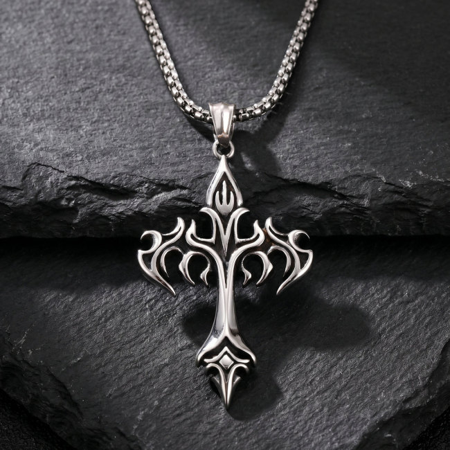 Wholesale Stainless Steel Fleur-de-Lis Cross Pendant