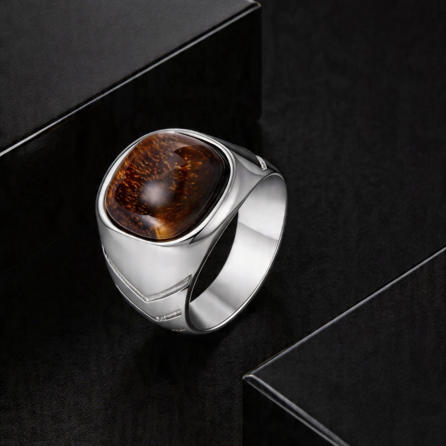 Wholesale Stainless Steel Tiger's Eye Signet Ring