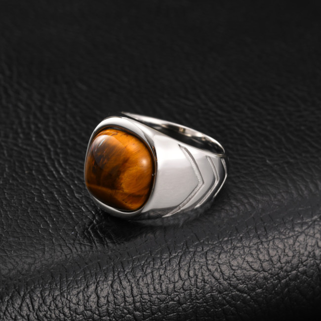 Wholesale Stainless Steel Tiger's Eye Signet Ring