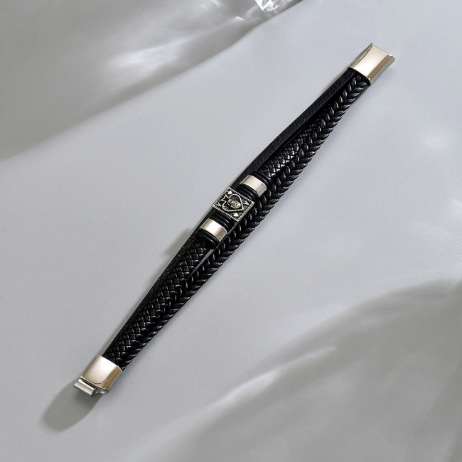 Wholesale Stainless Steel Multi-Layer Leather Bracelet