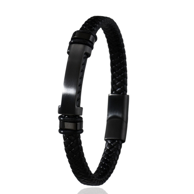 Wholesale Stainless Steel Men's Leather Bracelet