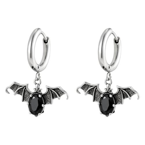 Wholesale Stainless Steel Gothic Bat Huggie Earrings