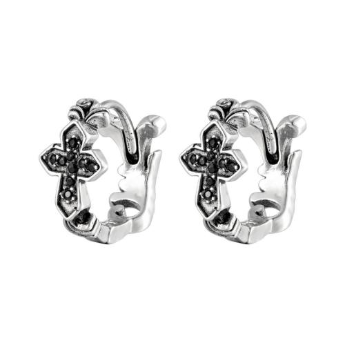 Wholesale Stainless Steel Black CZ Huggie Earrings