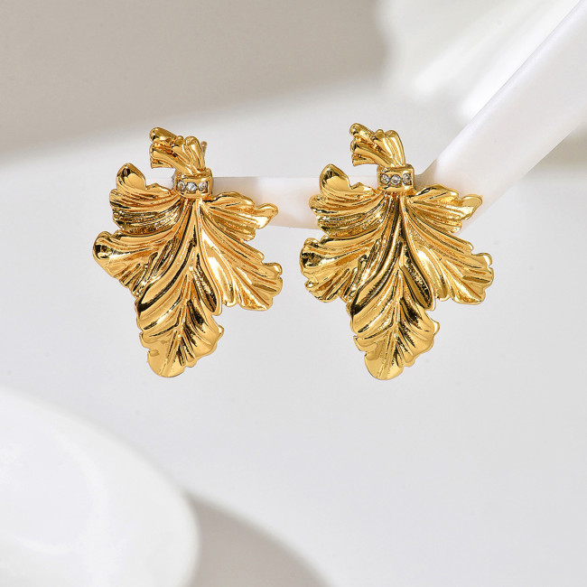 Wholesale Stainless Steel Acanthus Leaf Earrings