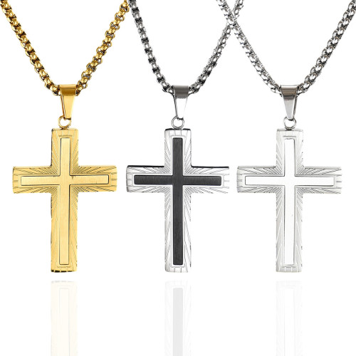 Wholesale Stainless Steel Sunburst Cross Necklace