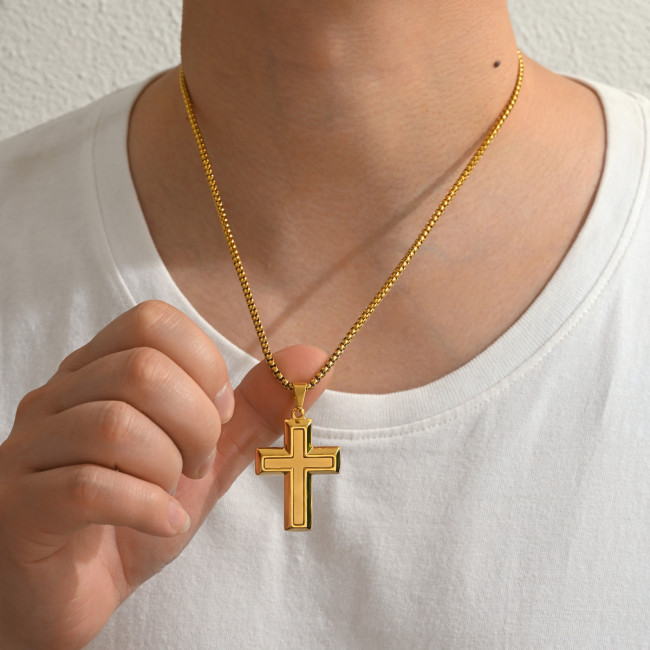 Wholesale Stainless Steel Brushed Cross Necklace