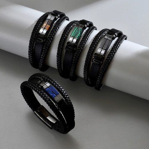 Wholesale Natural Gemstone Multi-Layer Leather Bracelet
