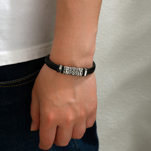 Wholesale Stainless Steel Nautical Leather Bracelet