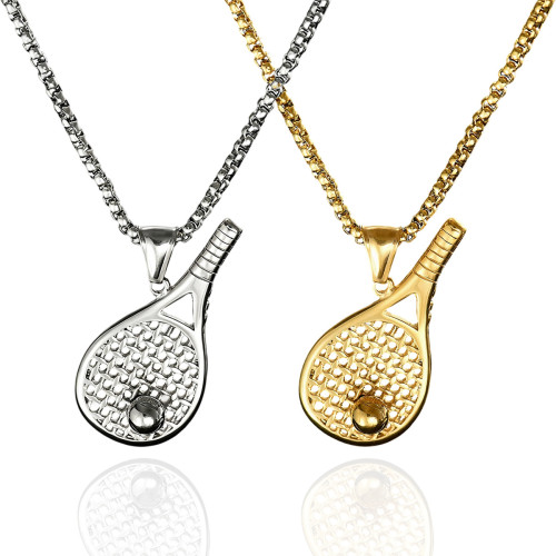 Wholesale Stainless Steel Tennis Racket Necklace