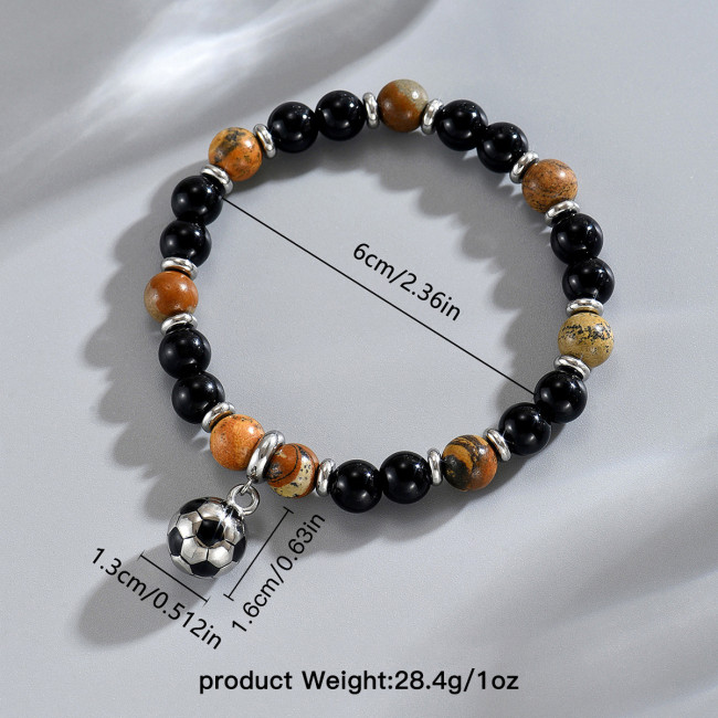 Wholesale Stainless Steel 3D Football Charm Bracelet