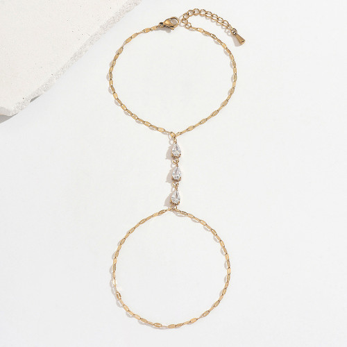Wholesale Stainless Steel Teardrop CZ Hand Chain