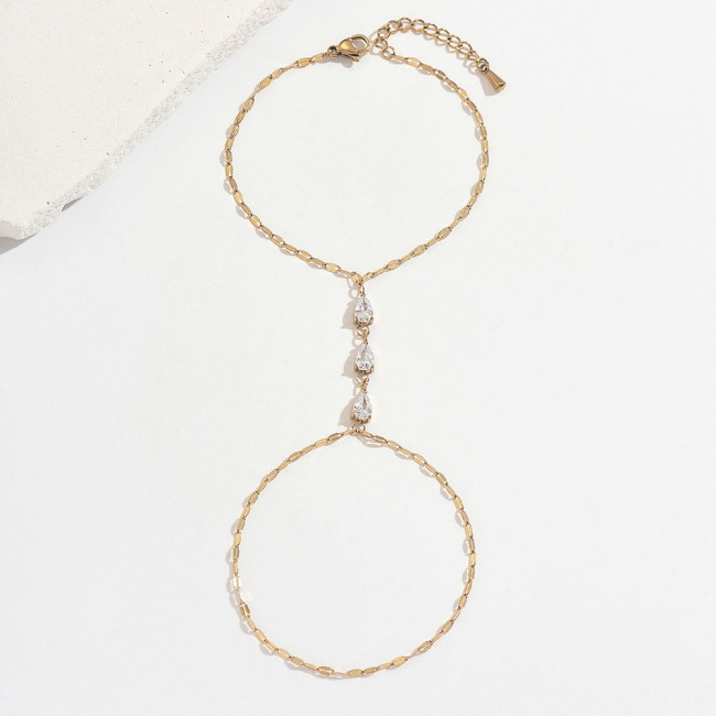 Wholesale Stainless Steel Teardrop CZ Hand Chain