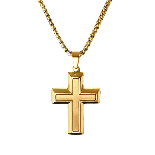 Wholesale Stainless Steel Brushed Cross Necklace