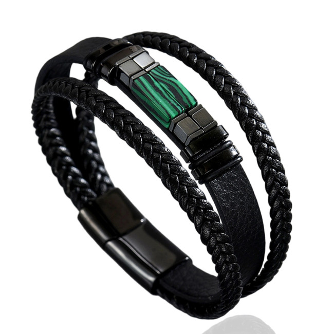 Wholesale Natural Gemstone Multi-Layer Leather Bracelet