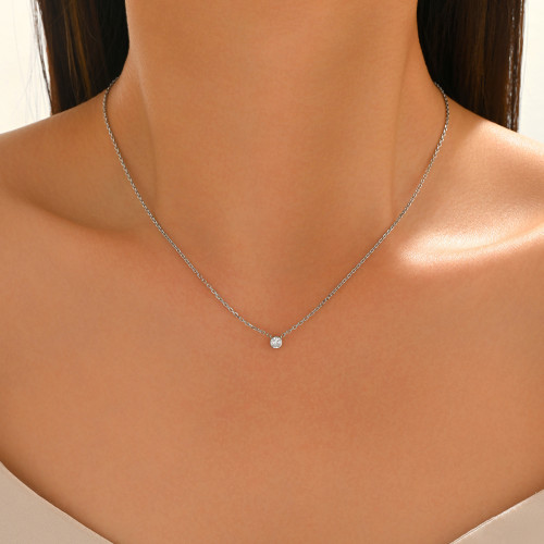Wholesale Stainless Steel Dainty Solitaire Necklace