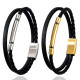 Wholesale Stainless Steel Tube Leather Bracelet