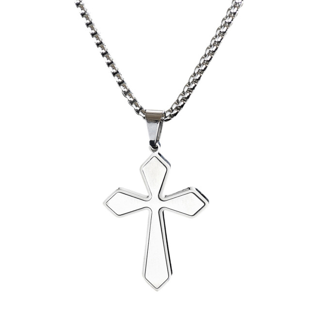 Wholesale Stainless Steel Diamond-Edge Layered Crucifix