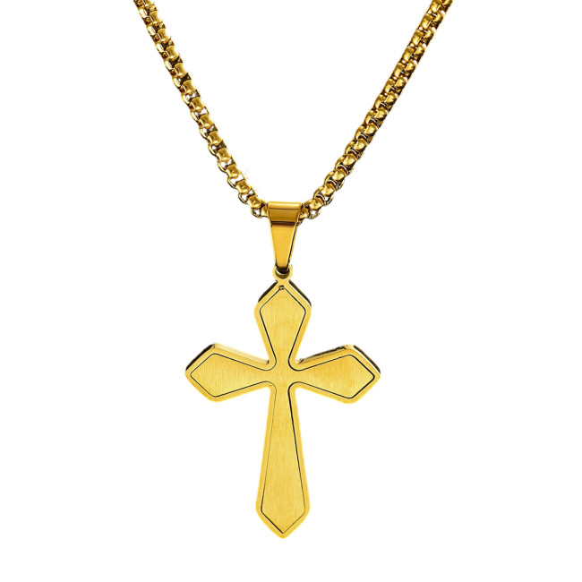 Wholesale Stainless Steel Diamond-Edge Layered Crucifix
