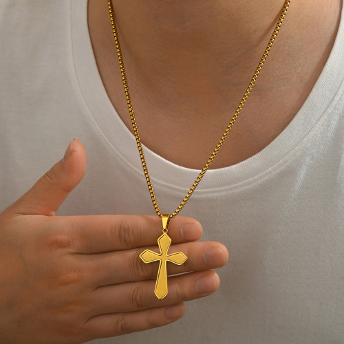 Wholesale Stainless Steel Diamond-Edge Layered Crucifix