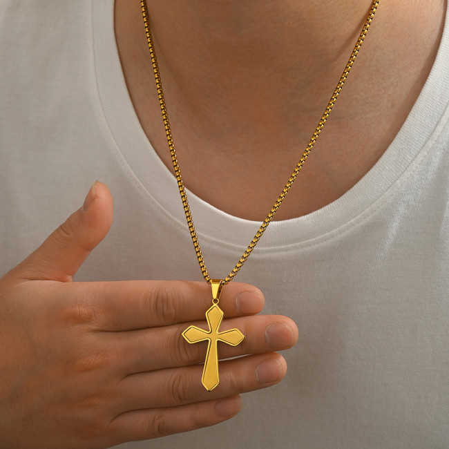 Wholesale Stainless Steel Diamond-Edge Layered Crucifix
