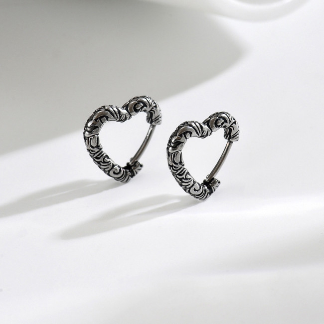 Wholesale Stainless Steel Gothic Heart Earrings