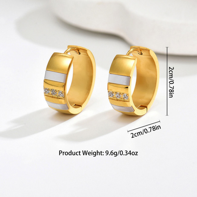 Wholesale Stainless Steel Mother of Pearl Hoop Earrings