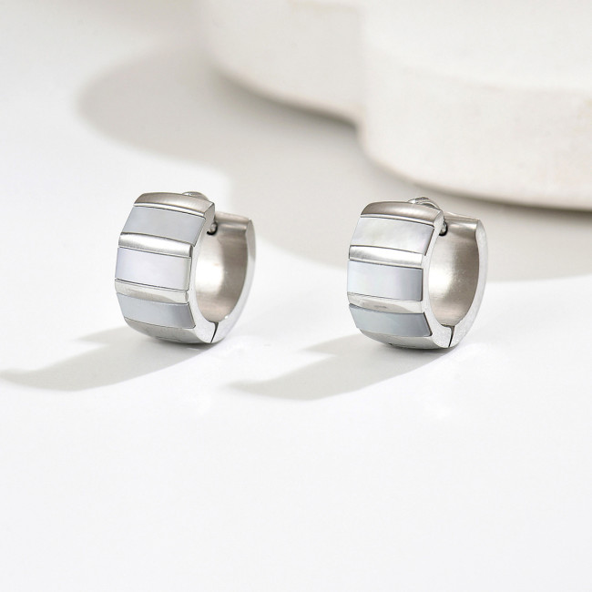 Wholesale Stainless Steel Mother of Pearl Inlay Earrings