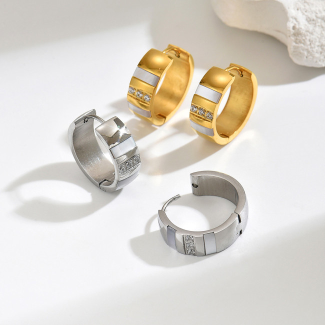 Wholesale Stainless Steel Mother of Pearl Hoop Earrings