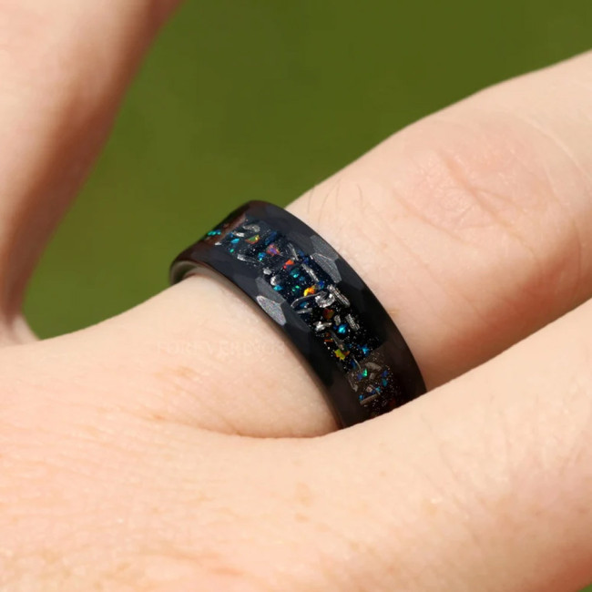 Wholesale Tungsten Carbide Black Hammered Rings