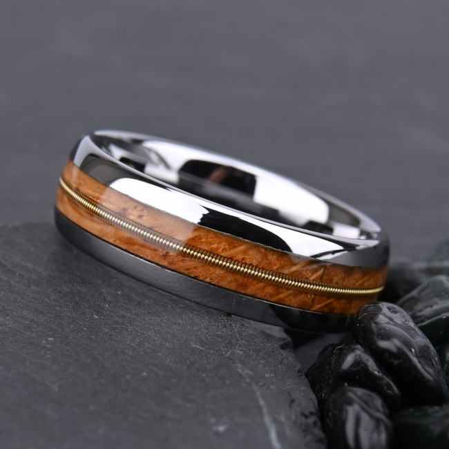 Wholesale Tungsten Carbide Whiskey Barrel Wood Inlay Rings