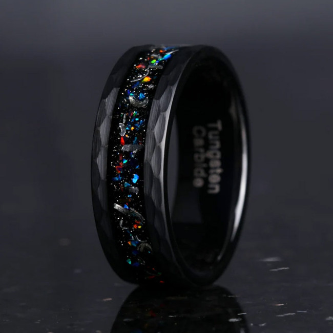Wholesale Tungsten Carbide Black Hammered Rings