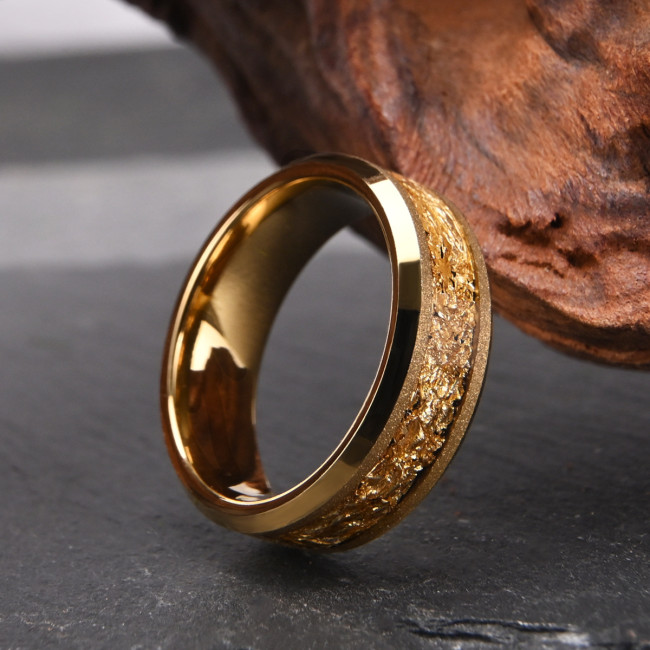 Wholesale 8MM Tungsten Carbide Gold Plated Sandblasted Rings