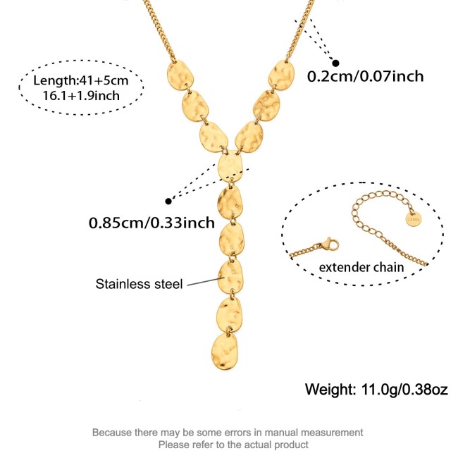 Wholesale Stainless Steel Hammered Discs Y-Necklace
