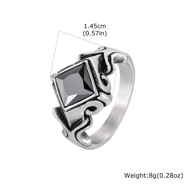 Wholesale Stainless Steel Gothic Black CZ Rings