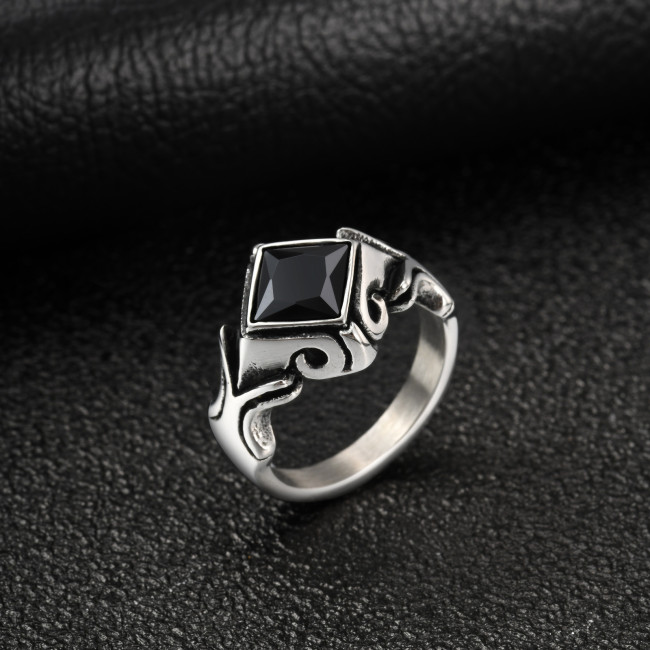Wholesale Stainless Steel Gothic Black CZ Rings