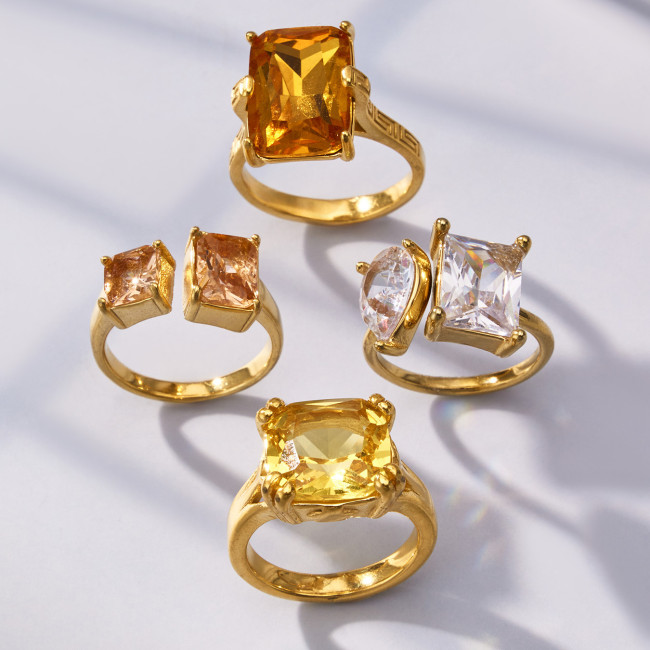 Wholesale Stainless Steel Multi-Gemstone Statement Rings