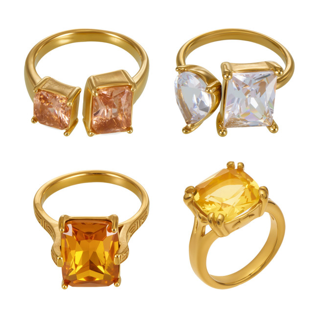 Wholesale Stainless Steel Multi-Gemstone Statement Rings