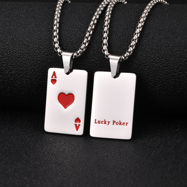 Wholesale Stainless Steel Playing Card Necklaces